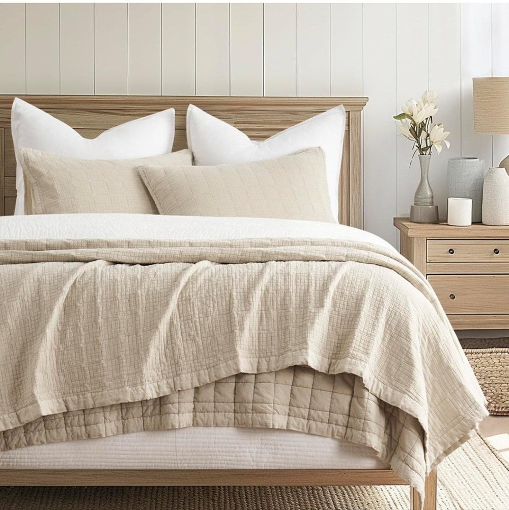 EVERGRACEHOME Stonewashed Cotton Quilt Set King Size, Ultra Soft Oversized Bedsp